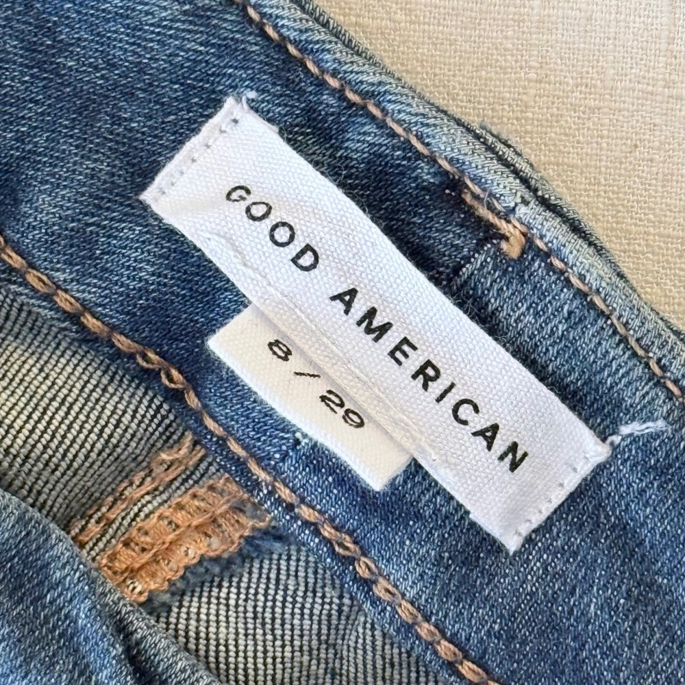Good American Good Legs Straight Long Jeans Blue High Rise Size 8 29 - Picture 3 of 9